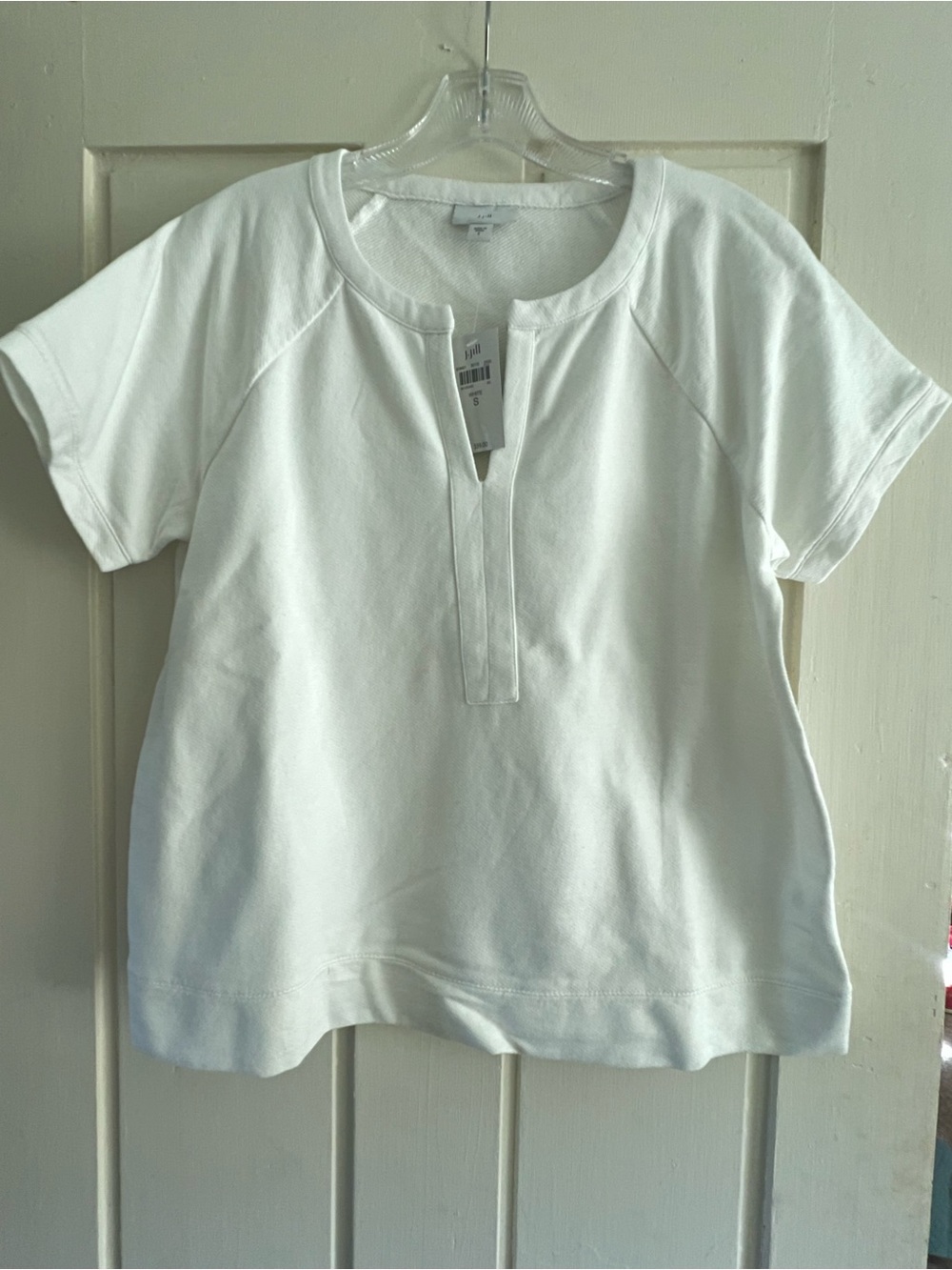 J. Jill White Short-Sleeve Split-Placket Top